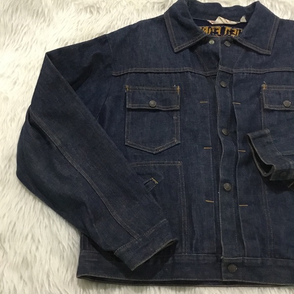 Vintage screen door threads men’s blue embroidered cross stitch denim ja… - Picture 5 of 7